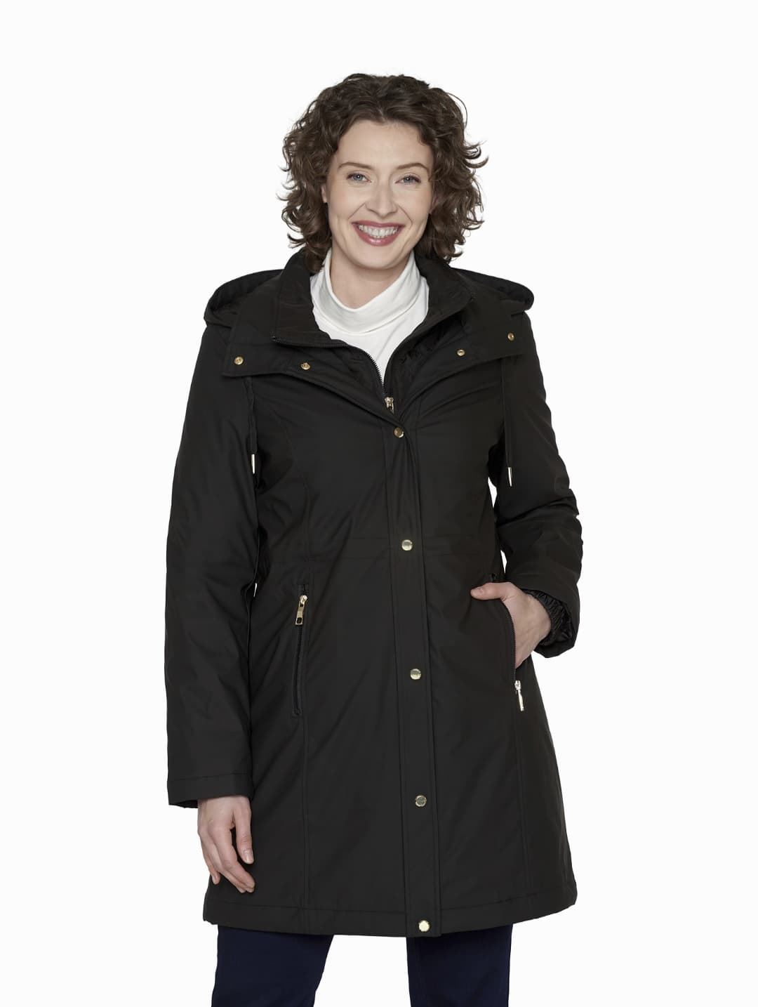 Parka impermeable 3/4 con capucha mujer tallas grandes - Imagen 1