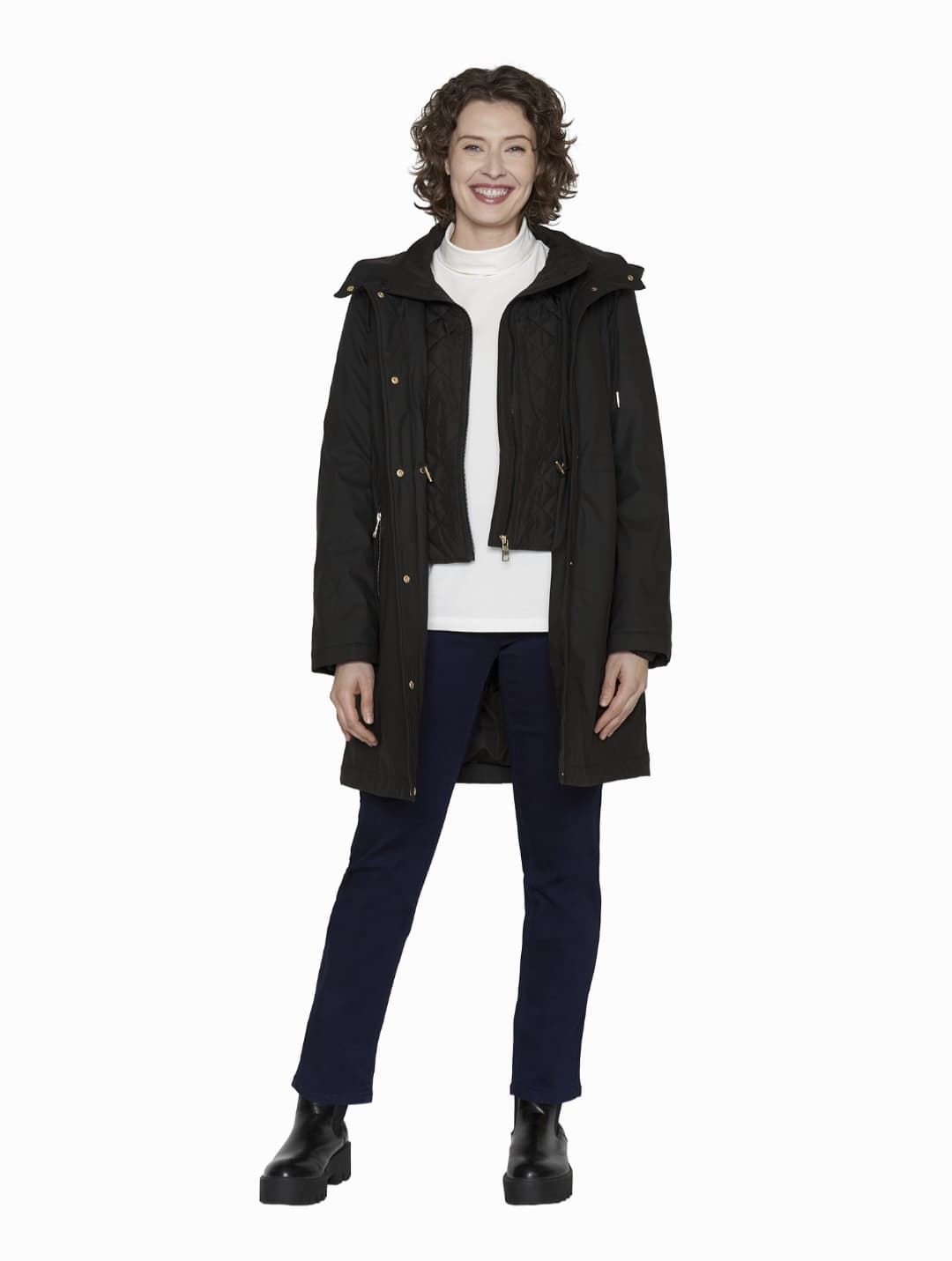 Parka impermeable 3/4 con capucha mujer tallas grandes - Imagen 2